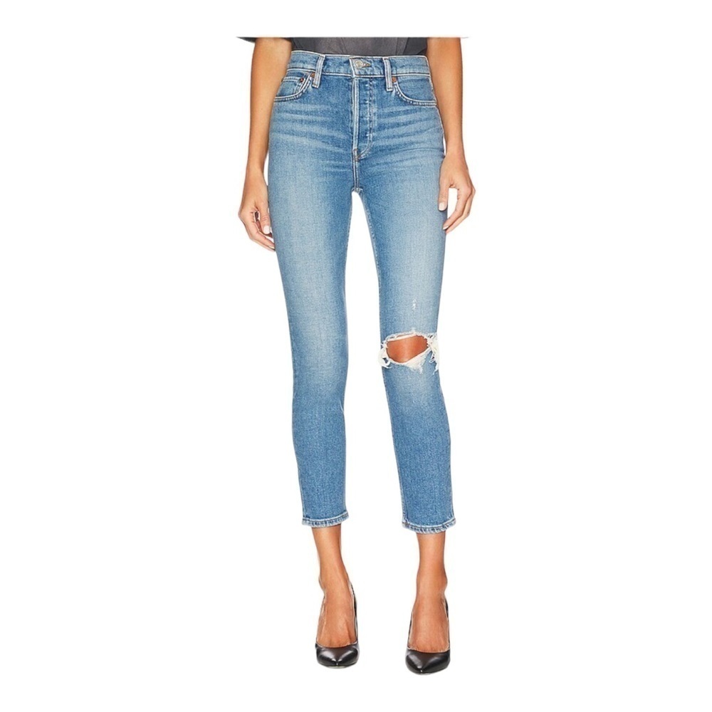 RE/DONE 90's Orginals High Rise Ankle Crop in Worn Brook Blue NWT